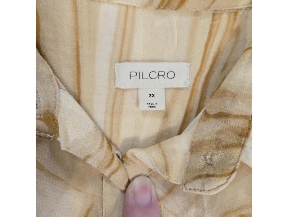 Pilcro Anthropologie 3X Marble Shine Sequin Button Down Shirt Boho Sheer Rayon - Picture 3 of 9